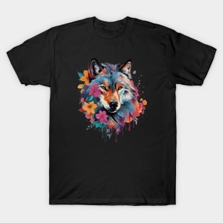 Wolf and Flowers T-Shirt